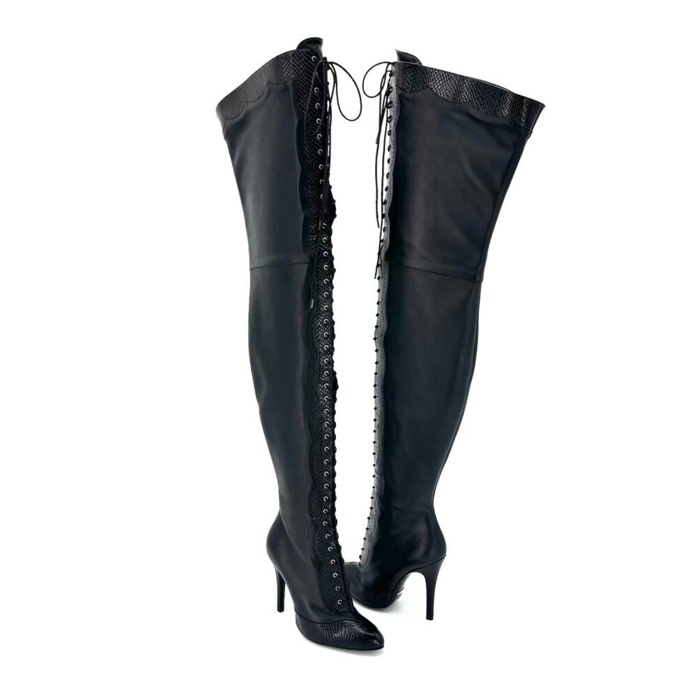 NEW Gucci Harriet Cruise 2023 Snake Emboss Over The Knee High Heel Boots 37 - Picture 5 of 12